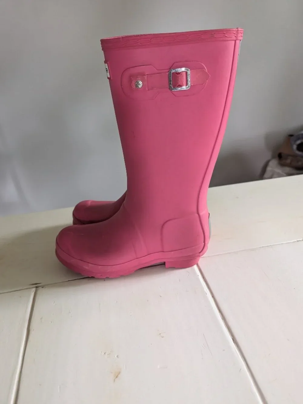 Hunter Original Kids Pink Rain Boots Big Girls Size 4 Waterproof Rubber Classic